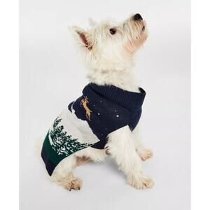 Charter Club Holiday Lane Snowy Landscape Pet Sweater In Intrepid Blue